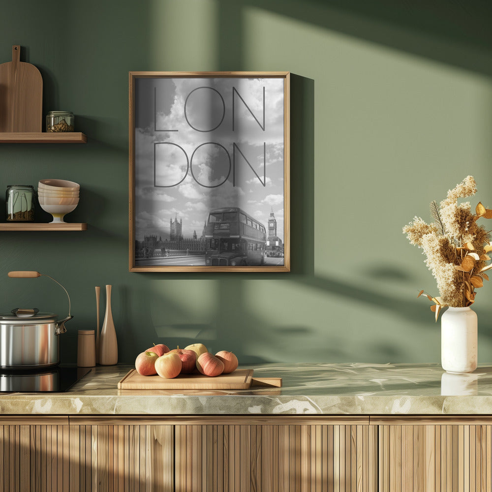 Busses in London | Text & Skyline Poster